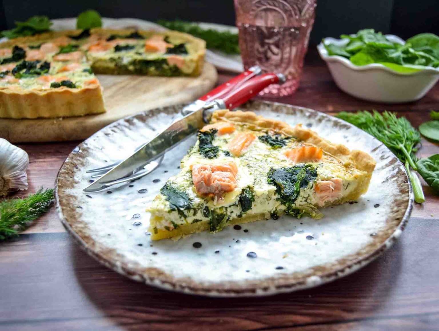 Lachs Quiche mit Spinat - Quiche &amp; Tarte Rezepte